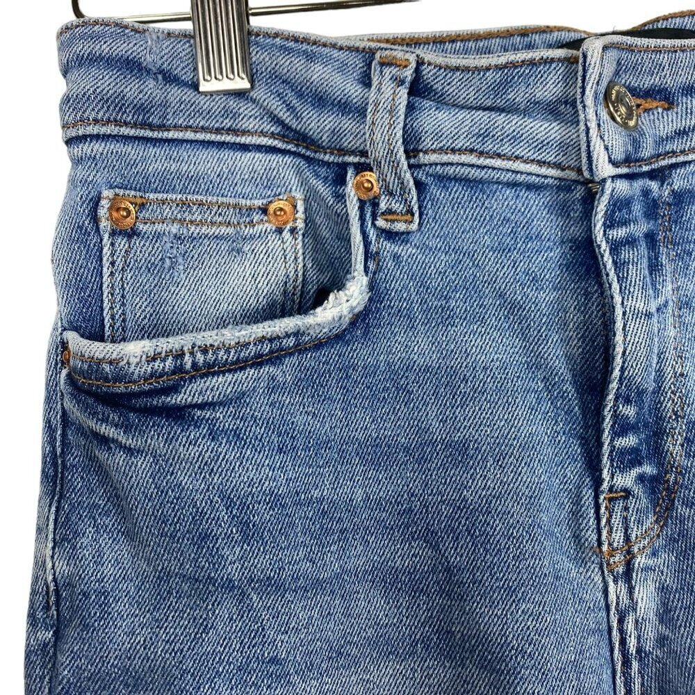 ZARA High Rise Skinny Jeans Light Wash Raw Hem Distressed Stretch Size 6‎ - Picture 4 of 11